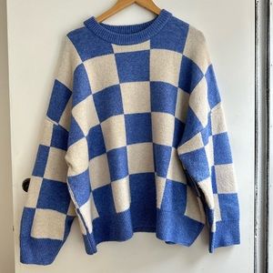 Oak + Fort Blue/Cream Checkered Crewneck